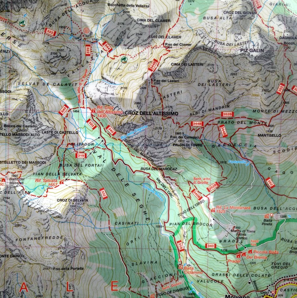 mappa dell'escursione al croz dell'altissimo