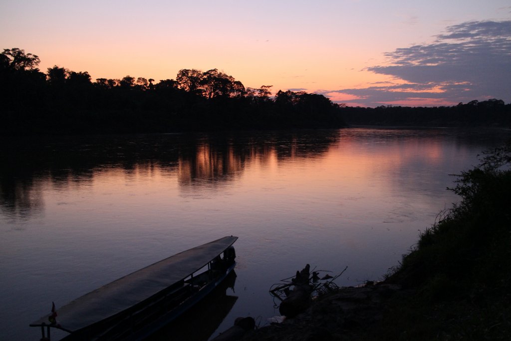 Il tramonto sul Rio Tambopata